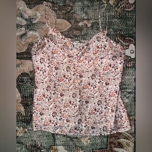 LOFT Floral Cowl Neck Cami in Pink and Cream